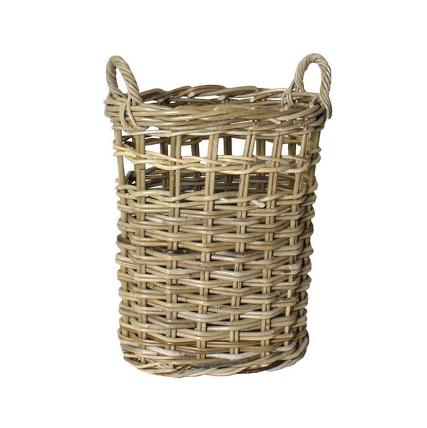 HomArt Newhaven Rattan Umbrella Baskets - Set of 2 - Rustique Grey-5