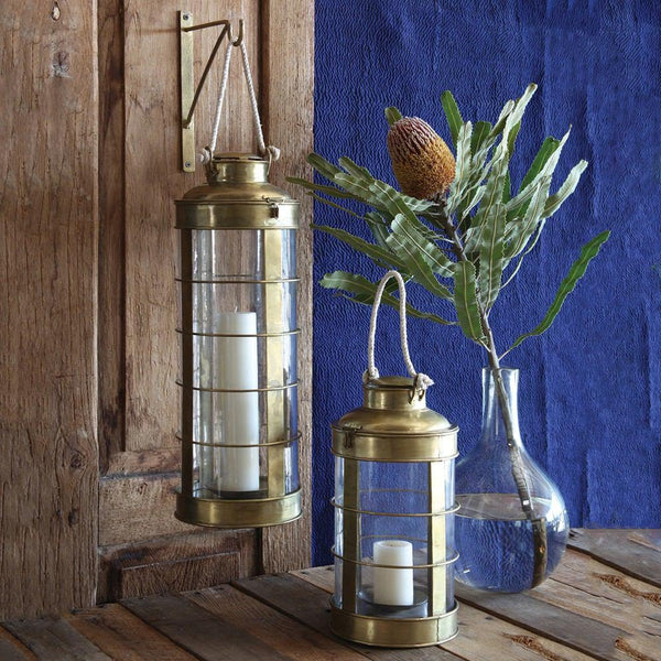 HomArt Caravan Brass Lantern - Antique Brass | Modishstore | Lanterns