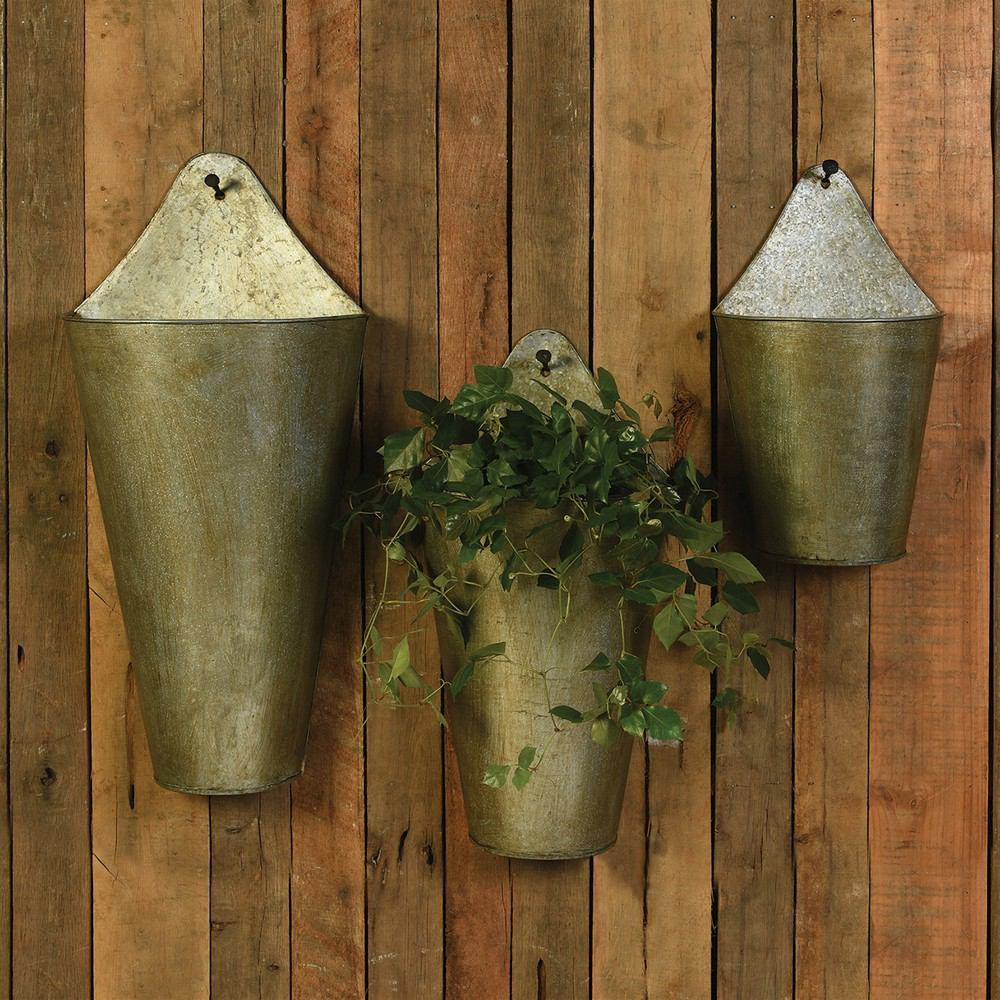 hanging galvanized metal bucket planter HomArt Avery Wall Planter, Iron Bucket