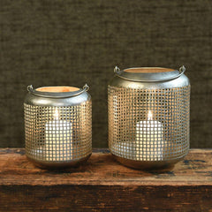 HomArt Astrid Mesh Lantern - Antique Nickel - Set of 4