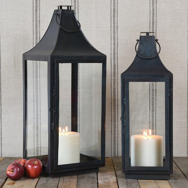 HomArt Cole Metal Lantern - Black Waxed | Modishstore | Lanterns