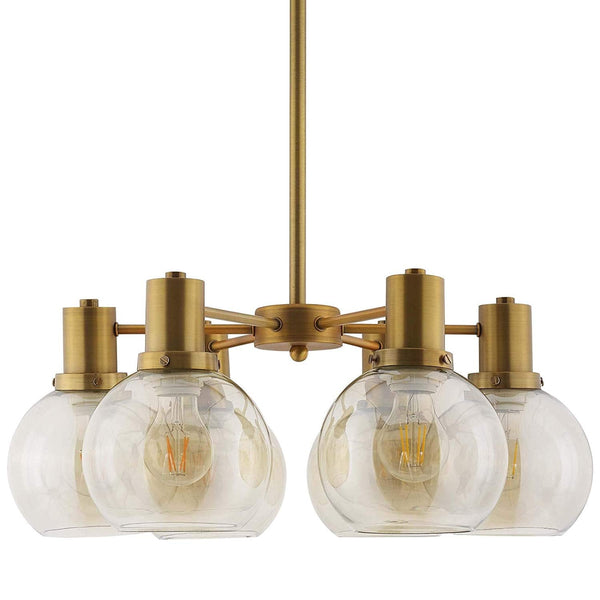 Modway Resound Amber Glass And Brass Pendant Chandelier | Chandeliers | Modishstore-3