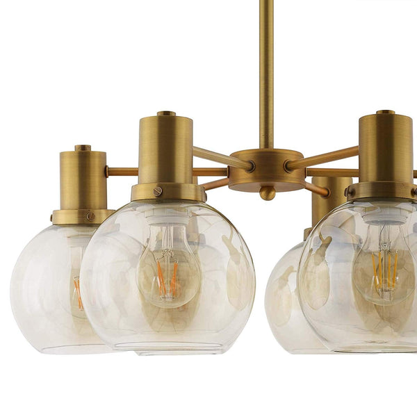 Modway Resound Amber Glass And Brass Pendant Chandelier | Chandeliers | Modishstore-4