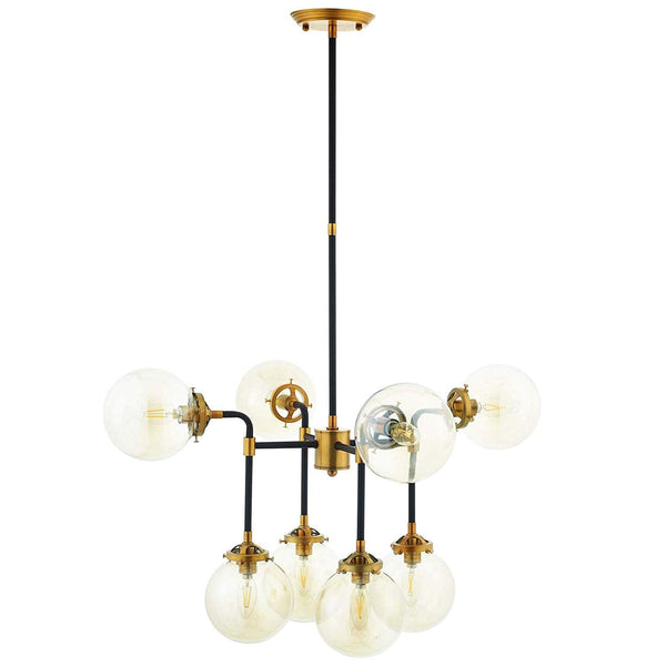 Modway Ambition Amber Glass And Antique Brass 8 Lights Pendant Chandelier | Chandeliers | Modishstore-2