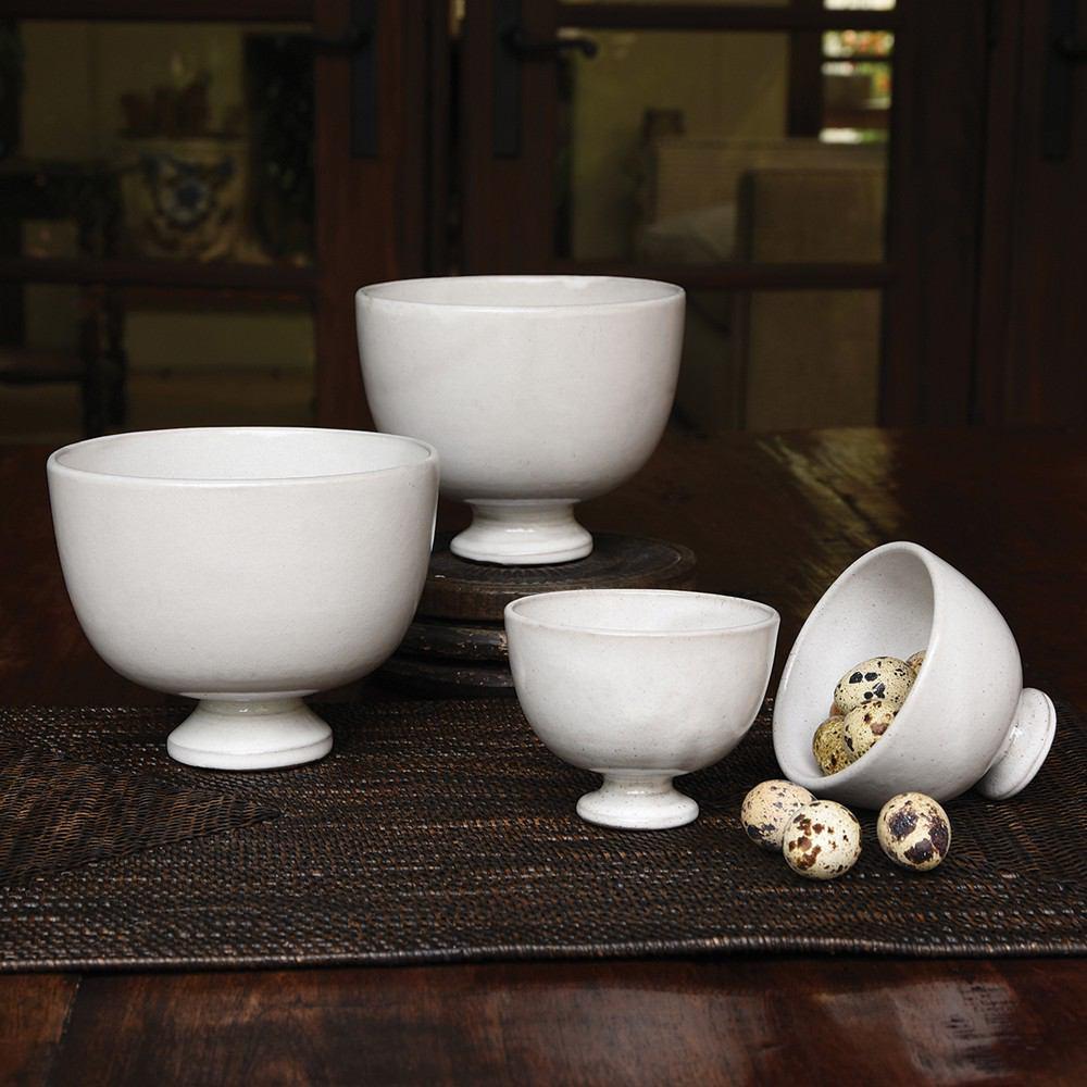 HomArt Maya Ceramic Perfect Bowl - White Glaze - Set of 4-4