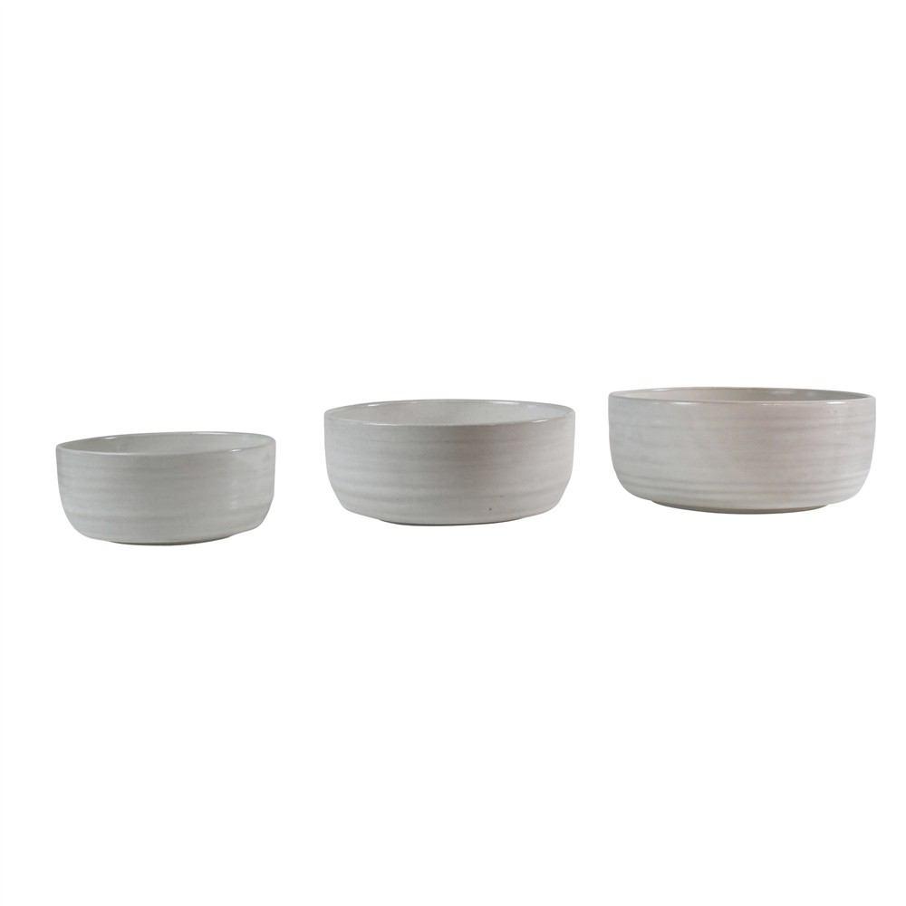 HomArt Liam Ceramic Serving Bowls - Set of 3 - White Glaze | Modishstore | Bowls