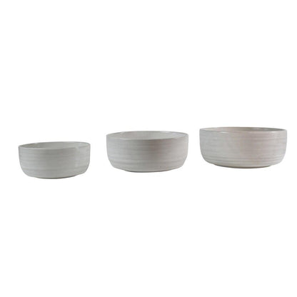 HomArt Liam Ceramic Serving Bowls - Set of 3 - White Glaze | Modishstore | Bowls