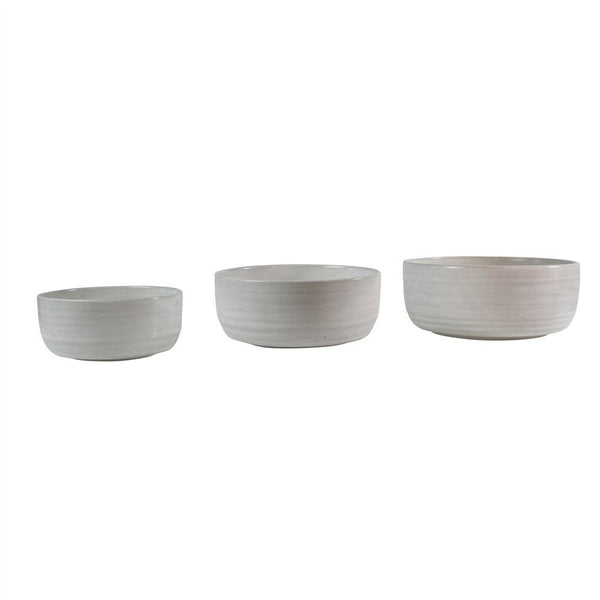 HomArt Liam Ceramic Serving Bowls - Set of 3 - White Glaze | Modishstore | Bowls