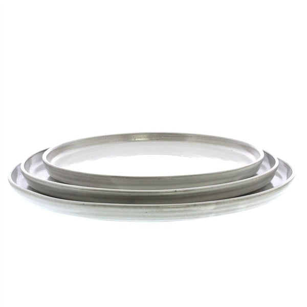 HomArt Liam Ceramic Platters - Set of 3 - White Glaze-2