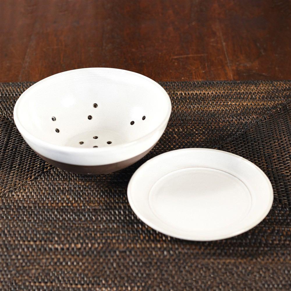 HomArt Liam Ceramic Berry Bowl & Saucer - Partial Glaze - Set of 4-6