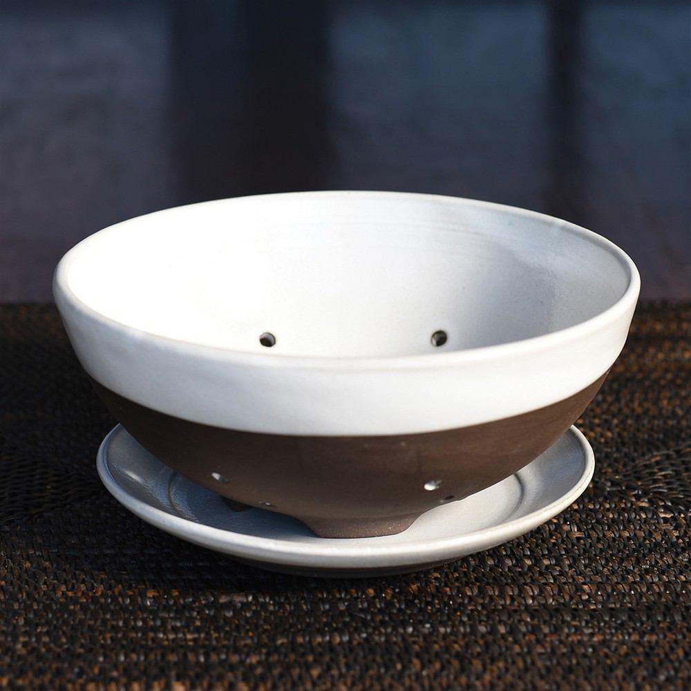 HomArt Liam Ceramic Berry Bowl & Saucer - Partial Glaze - Set of 4-7
