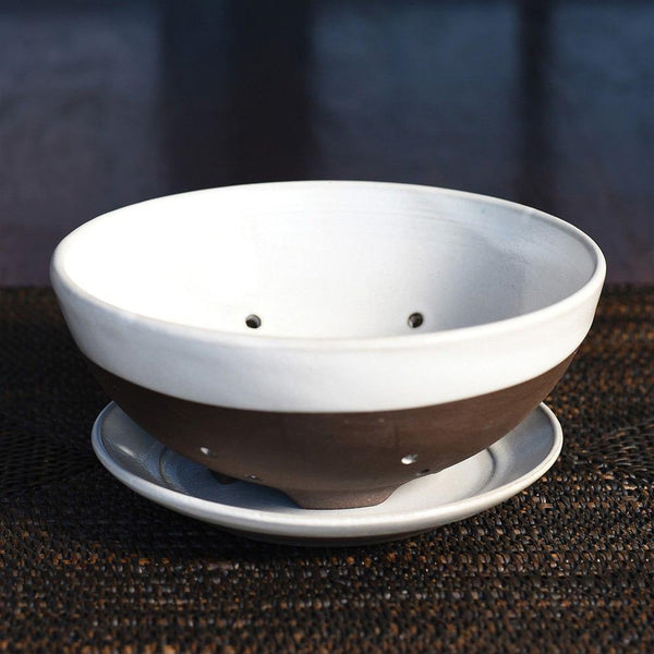 HomArt Liam Ceramic Berry Bowl & Saucer - Partial Glaze - Set of 4-7