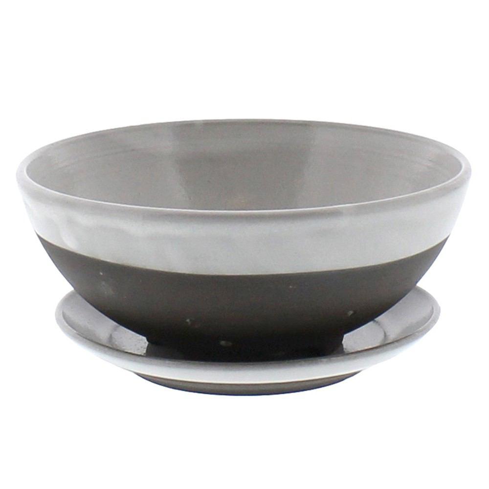 HomArt Liam Ceramic Berry Bowl & Saucer - Partial Glaze - Set of 4-2
