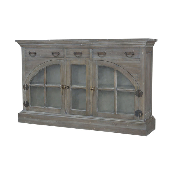 Guild Master Farmhouse China Credenza In Waterfront Grey Stain And White Wash | Modishstore | Cabinets
