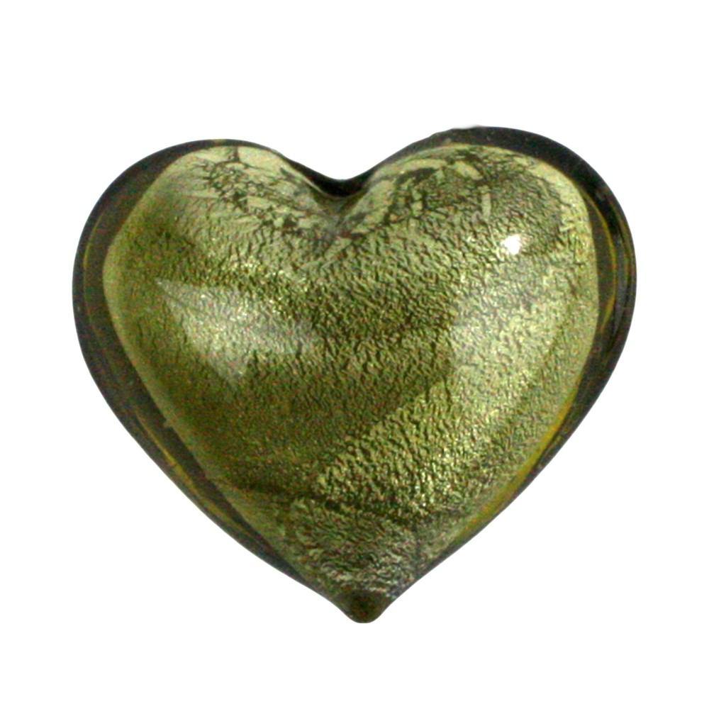 HomArt Venetian Glass Heart - Olive/Gold-6