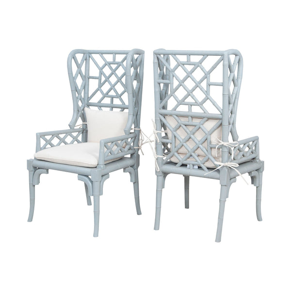 Guild Master Bamboo Wing Back Chairs In Manor Slate - Set of 2 | Modishstore | Armchairs