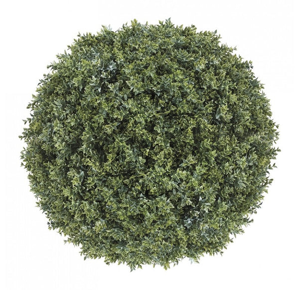 Boxwood Ball in Wood Grain Barrel Planter, 30