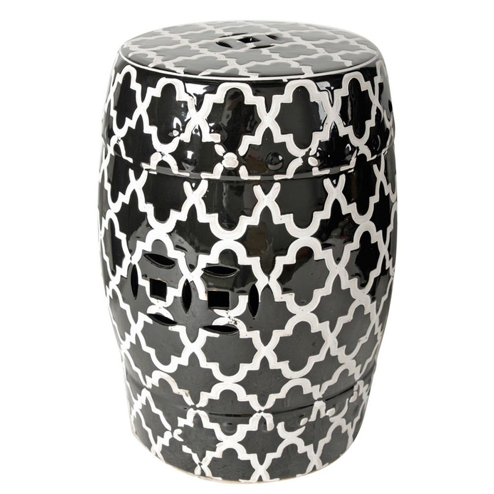 A&B Home Patterned Stool - Black/White