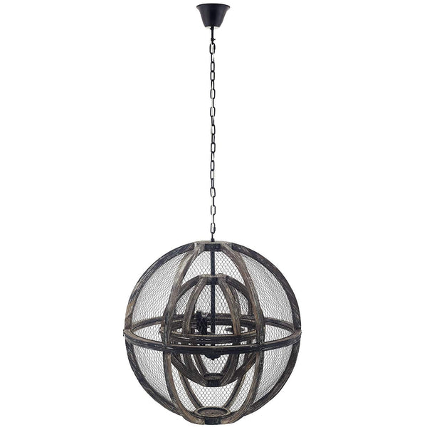 Modway Gravitate Globe Rustic Oak Wood Pendant Light Chandelier | Chandeliers | Modishstore-2