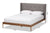 baxton studio brooklyn mid century modern walnut wood grey fabric king size platform bed | Modish Furniture Store-9