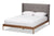 baxton studio brooklyn mid century modern walnut wood grey fabric king size platform bed | Modish Furniture Store-8