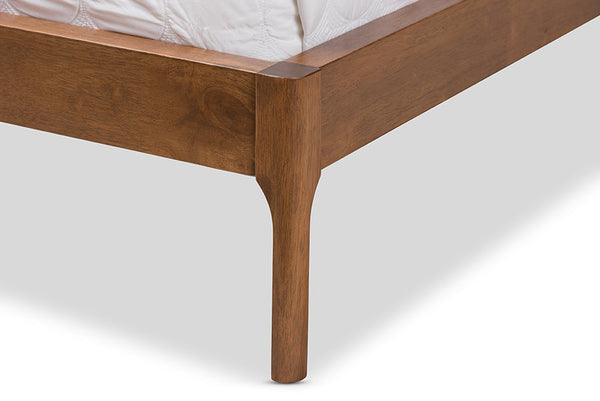 baxton studio brooklyn mid century modern walnut wood grey fabric king size platform bed | Modish Furniture Store-5