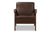 baxton studio bianca mid century modern walnut wood dark brown distressed faux leather lounge chair | Modish Furniture Store-3