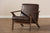baxton studio bianca mid century modern walnut wood dark brown distressed faux leather lounge chair | Modish Furniture Store-8