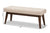baxton studio elia mid century modern walnut wood light beige fabric button tufted bench | Modish Furniture Store-22