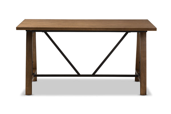 baxton studio nico rustic industrial metal and distressed wood adjustable height work table | Modish Furniture Store-9