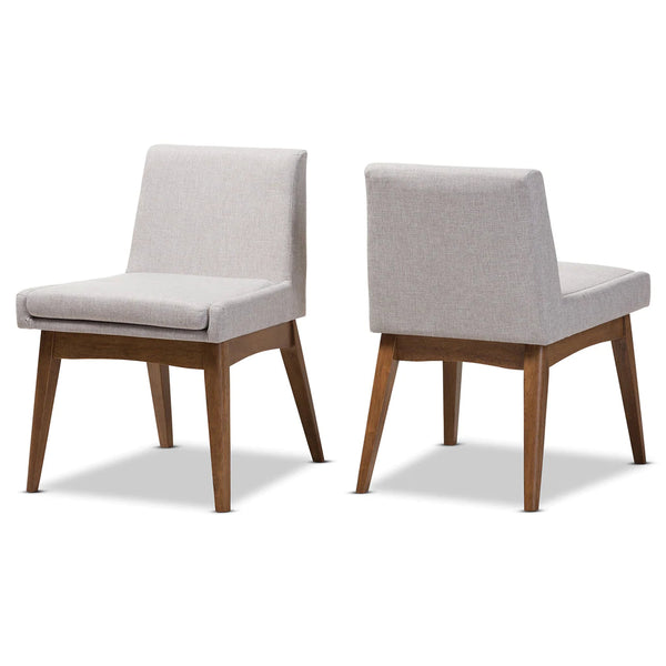 Baxton Studio Nexus Mid-Century Modern Walnut Wood Finishing Dark Fabric Dining Side Chair (Set of 2)