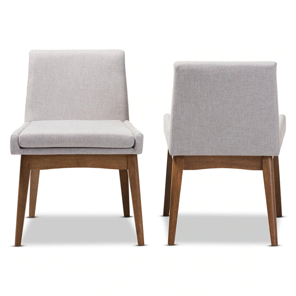 Baxton Studio Nexus Mid-Century Modern Walnut Wood Finishing Dark Fabric Dining Side Chair (Set of 2)
