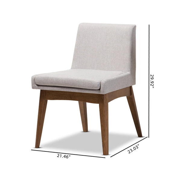 Baxton Studio Nexus Mid-Century Modern Walnut Wood Finishing Dark Fabric Dining Side Chair (Set of 2)