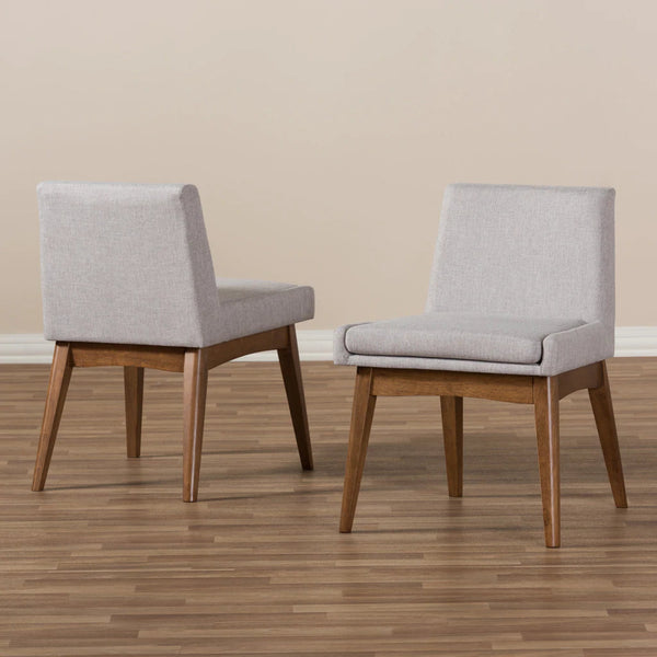 Baxton Studio Nexus Mid-Century Modern Walnut Wood Finishing Dark Fabric Dining Side Chair (Set of 2)