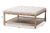 baxton studio carlotta french country weathered oak beige linen square coffee table ottoman | Modish Furniture Store-7