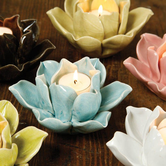 HomArt Lotus Tea Light Holder - Set of 4 | Modishstore | Candle Holders
