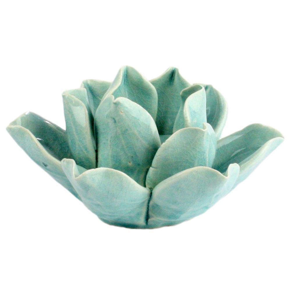HomArt Lotus Tea Light Holder - Teal-3