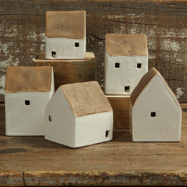 HomArt Ceramic Cottages - Set of 3 Assorted - Antique White-5