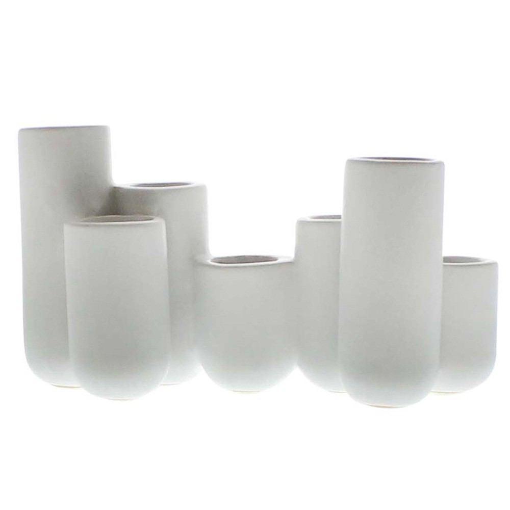 HomArt Luna Ceramic Bud Vase Cluster - Matte White - Set of 4-2