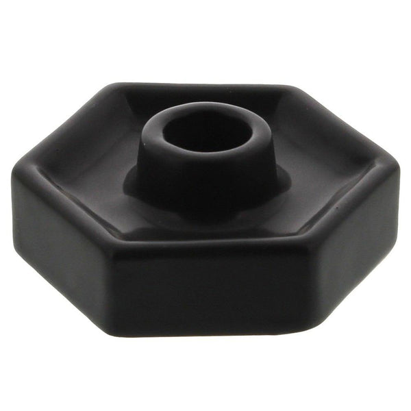 HomArt Hexagon Ceramic Taper Holder - Matte Black-3