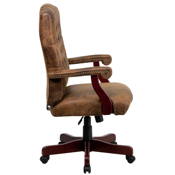 Bomber Brown Classic Executive Swivel Office Chair With Arms By Flash Furniture | Office Chairs | Modishstore - 2