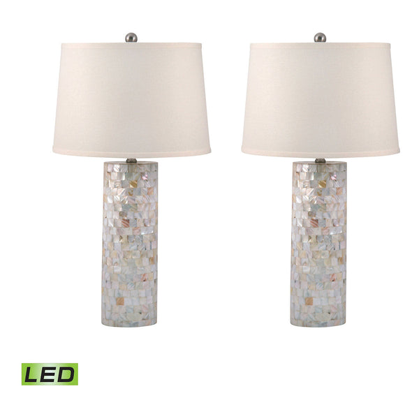 Lamp Works Mother Of Pearl Cylinder Table Lamps - Set Of 3