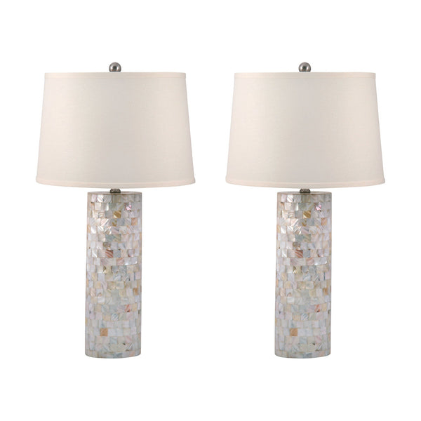 Dimond Lighting Mother Of Pearl Cylinder Table Lamps - Set Of 2 | Modishstore | Table Lamps