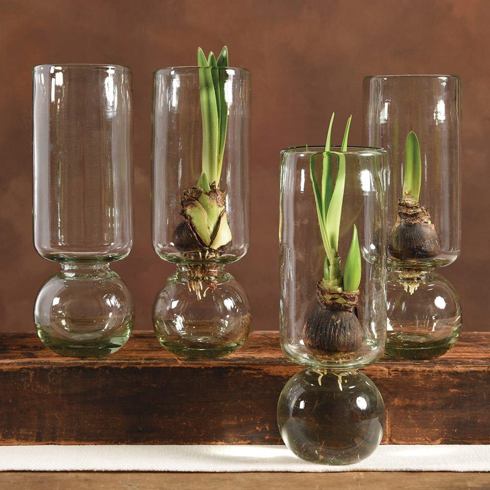 HomArt Recycled Glass Tall Bulb Vase - Set of 4 - Feature Image | Modishstore | Vases