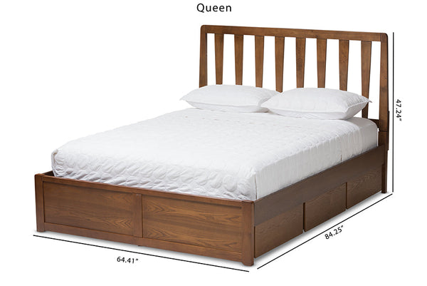 baxton studio brannigan modern and contemporary dark grey fabric upholstered walnut finished king size storage platform bed | Modish Furniture Store-23