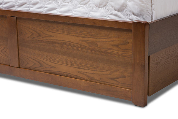 baxton studio brannigan modern and contemporary dark grey fabric upholstered walnut finished king size storage platform bed | Modish Furniture Store-20