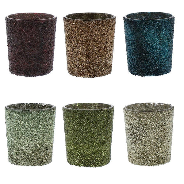 HomArt Crystalized Glass Votive - Set of 6 - Assorted Colors - 6 colors - Assorted | Modishstore | Candle Holders