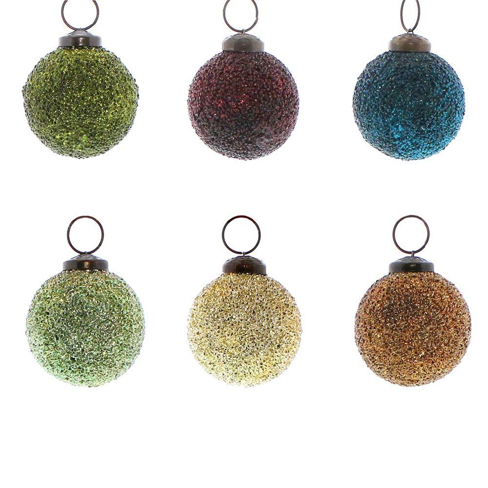 HomArt Crystalized Glass Ornament - Set of 6 - Assorted Colors - Small-4