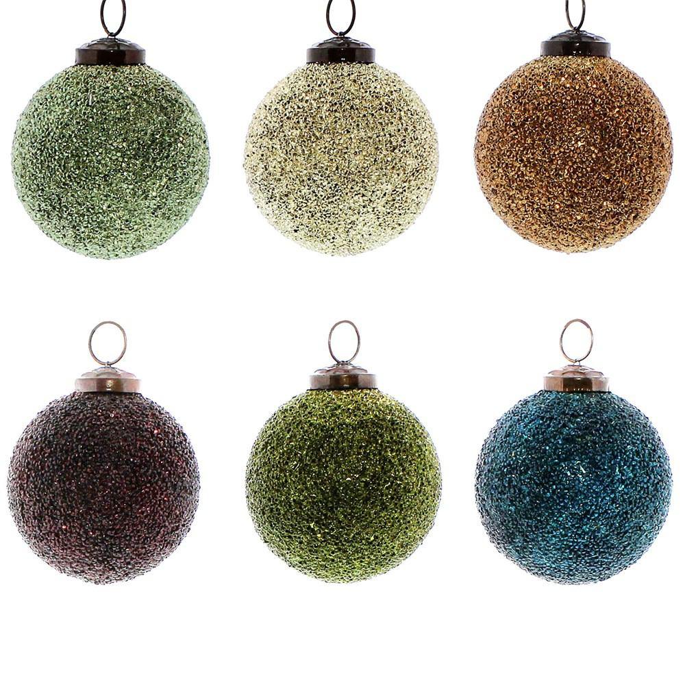 HomArt Crystalized Glass Ornament - Set of 12 - Assorted Colors - Feature Image-2