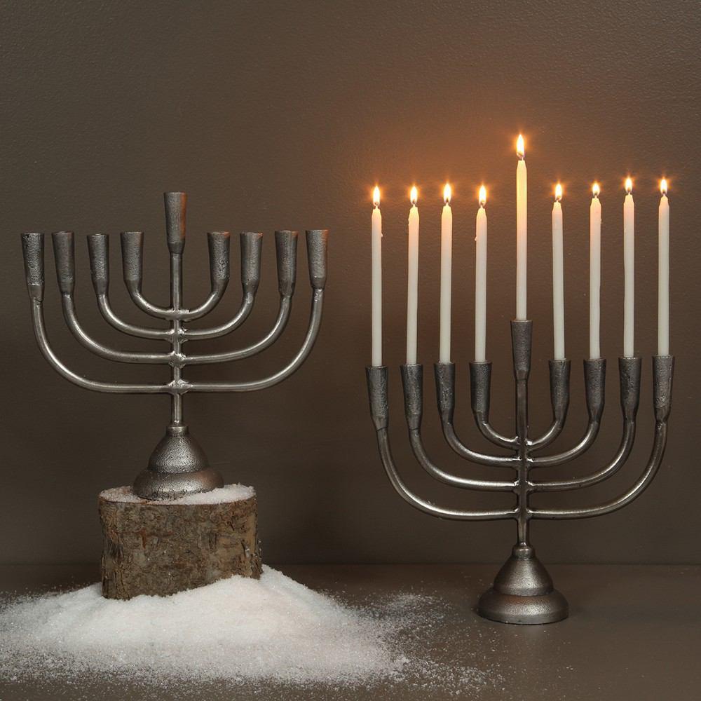 HomArt Menorah Cast Aluminum Candle Holder - Aluminum-3